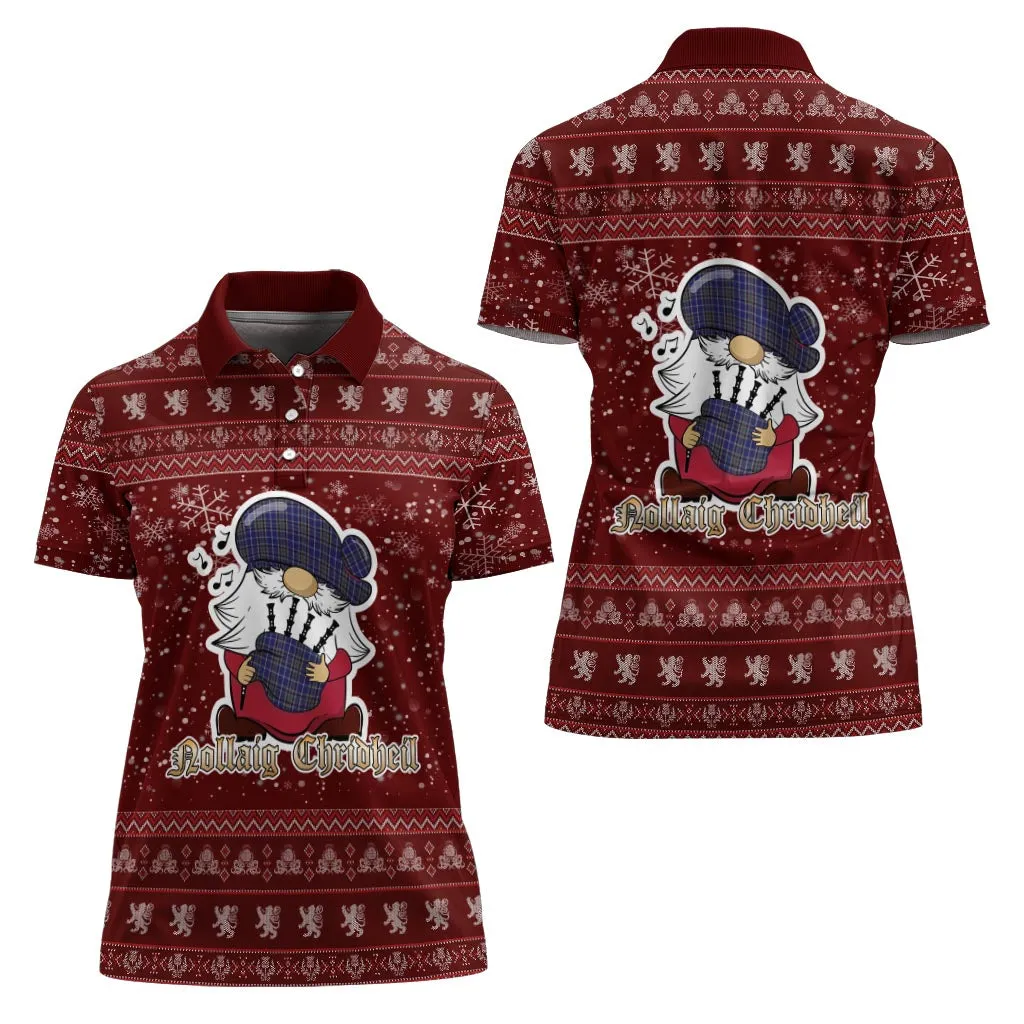 Alexander of Menstry Clan Christmas Family Polo Shirt with Funny Gnome Playing Bagpipes