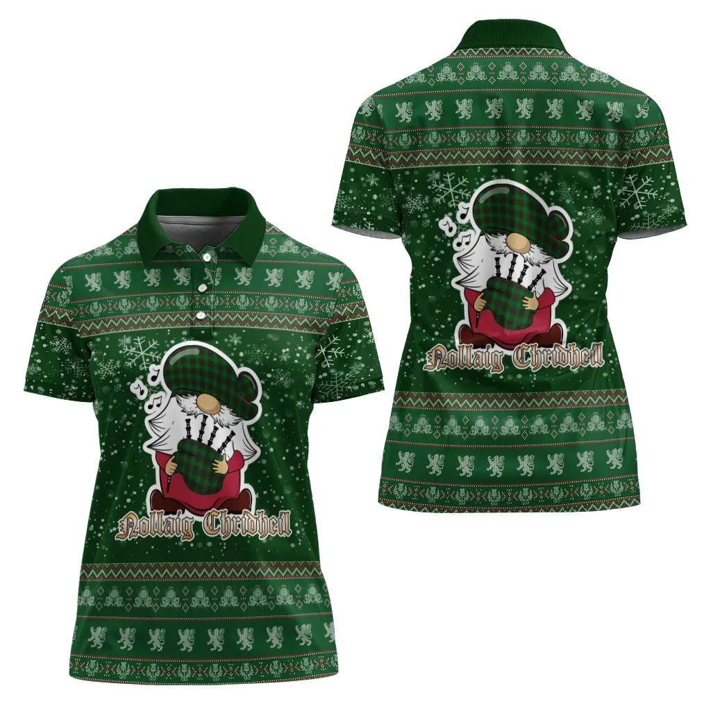 Beveridge Clan Christmas Family Polo Shirt with Funny Gnome Playing Bagpipes