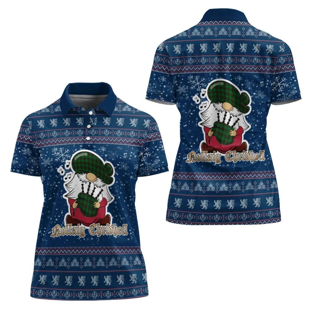 Beveridge Clan Christmas Family Polo Shirt with Funny Gnome Playing Bagpipes