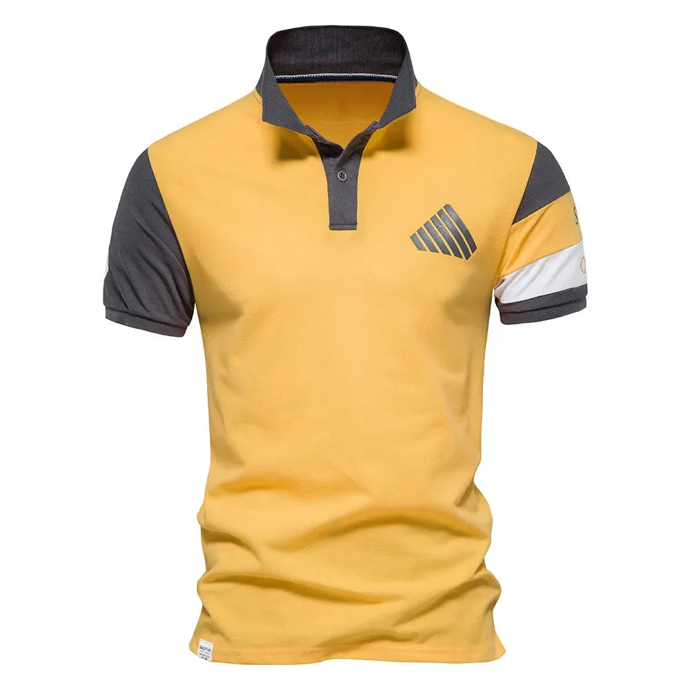 Brand Cotton Polo Shirts for Men Summer Mens Polo Shirts with Short Sleeve Stand Collar Patchwork Quality Men's Shirts