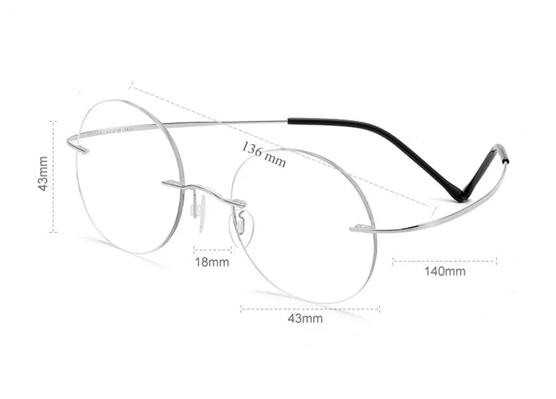 Chashma Unisex Rimless Round 2g Titanium Eyeglasses 6074