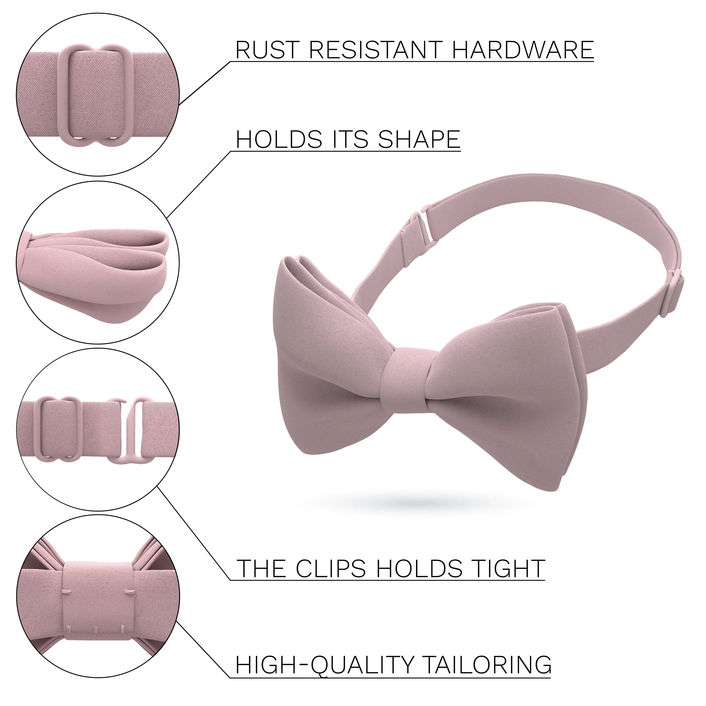 Crape Blush Pink Bow Tie