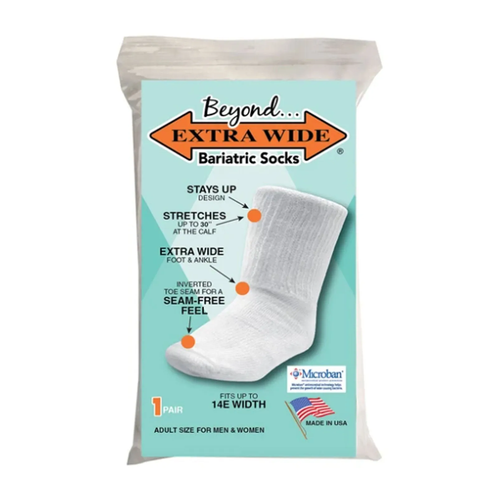Extrawide Beyond Extra Wide Bariatric Sock (Unisex) - White
