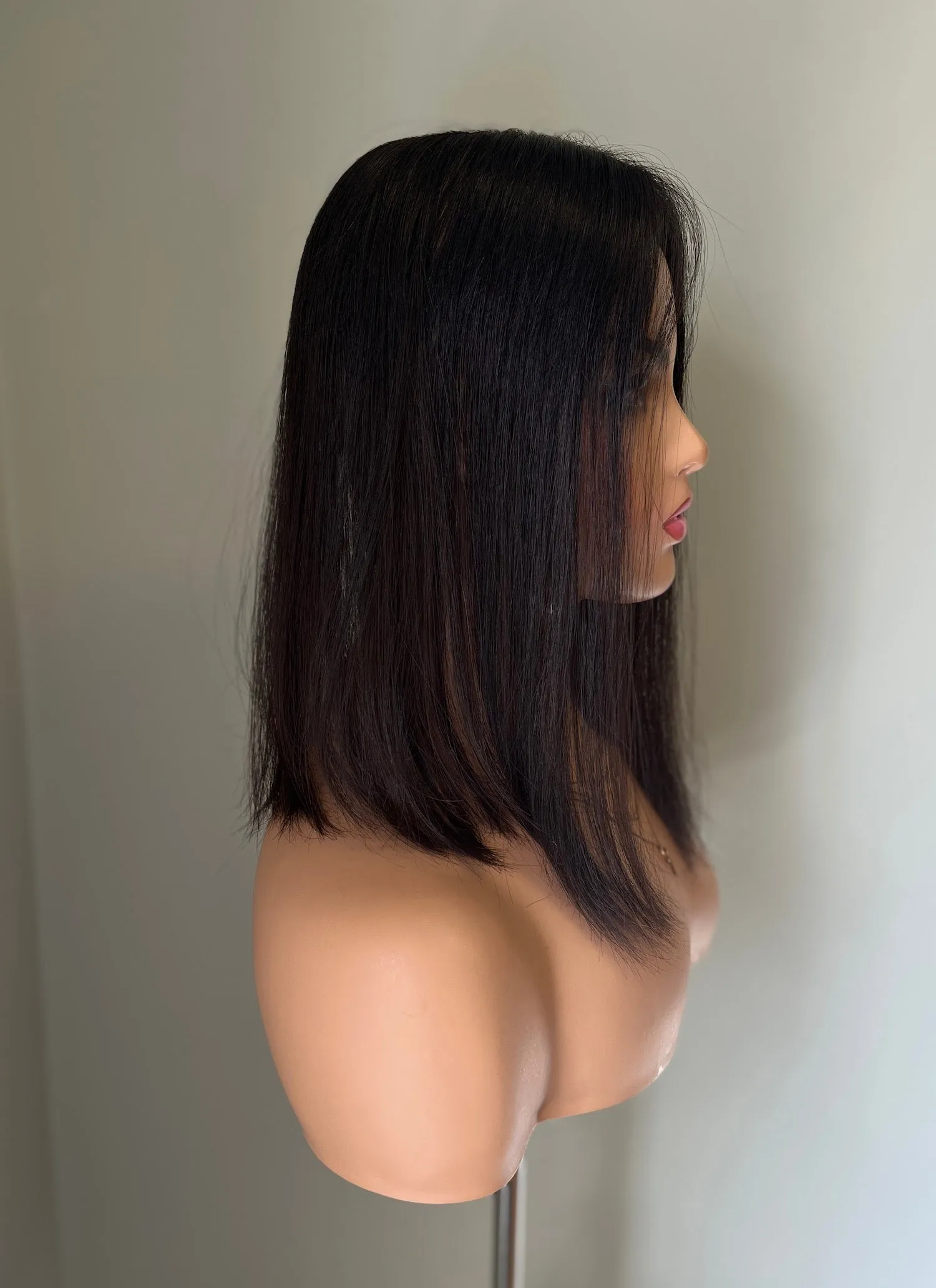 Her Hair My Head | NAOMI | Mini Super Flat topper | 3x5" base | Fully hand-tied lace top | 14" length