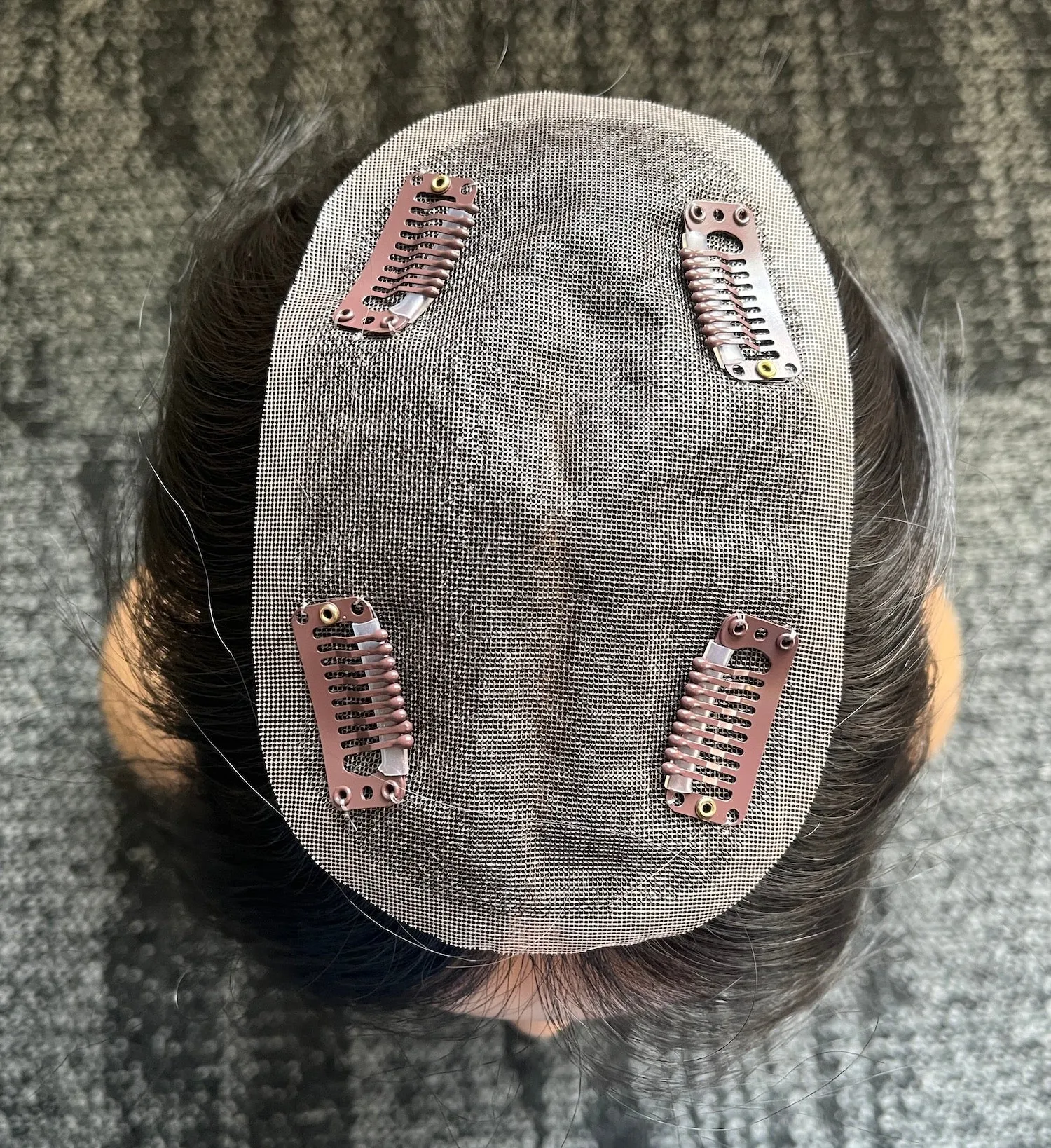 Her Hair My Head | NAOMI | Mini Super Flat topper | 3x5" base | Fully hand-tied lace top | 14" length