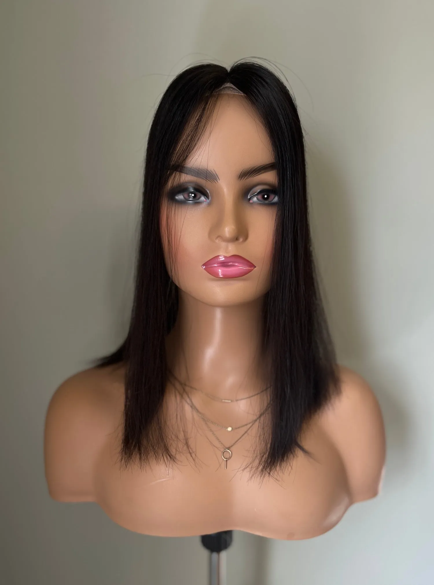 Her Hair My Head | NAOMI | Mini Super Flat topper | 3x5" base | Fully hand-tied lace top | 14" length