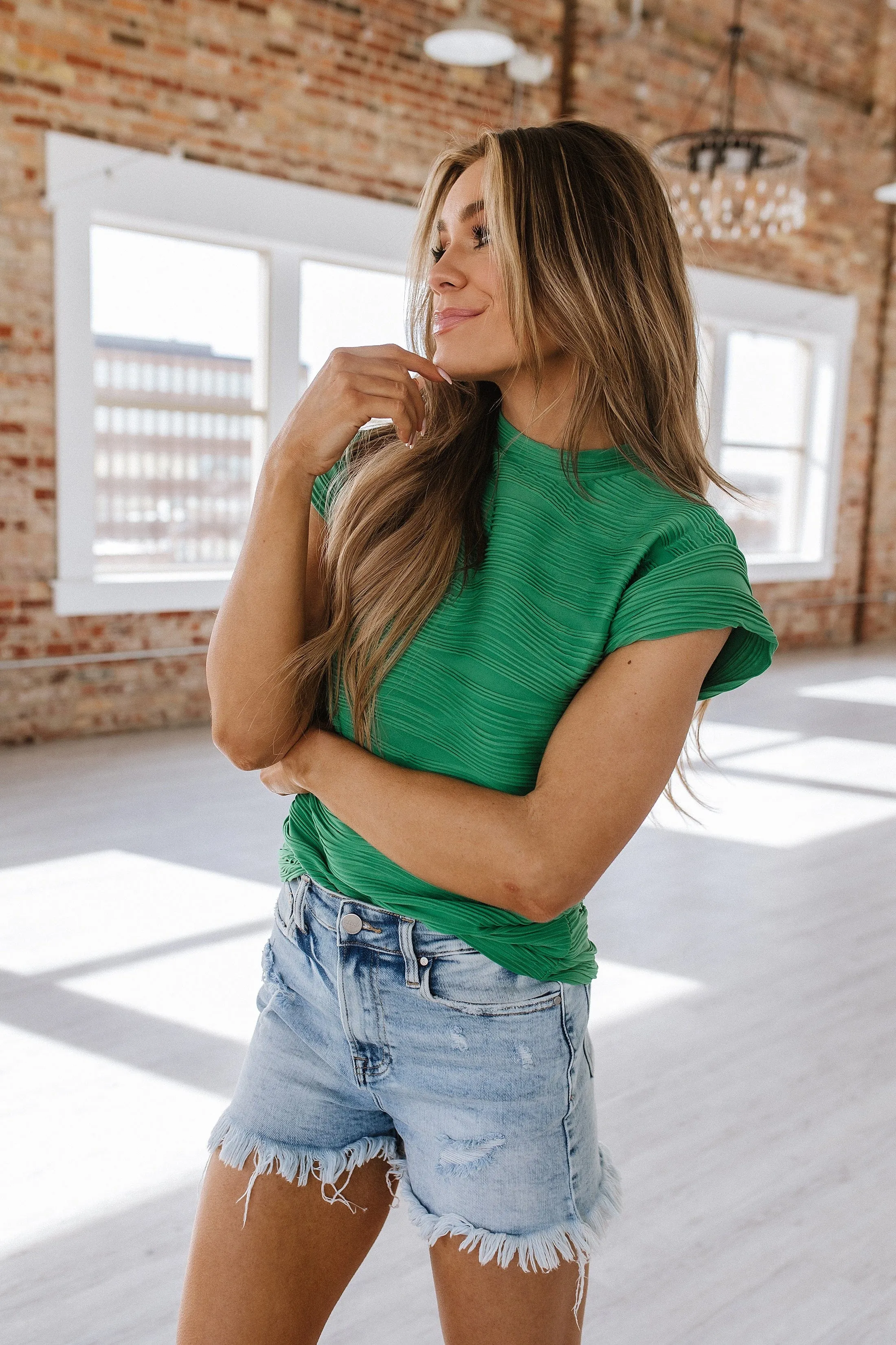 Mandy Textured Mock Neck Top | S-XL