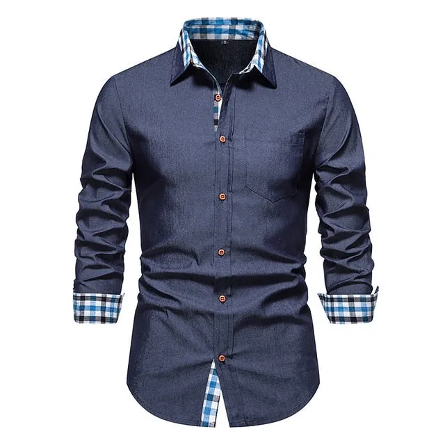 Parkless Plaid Patchwork Formal Shirt