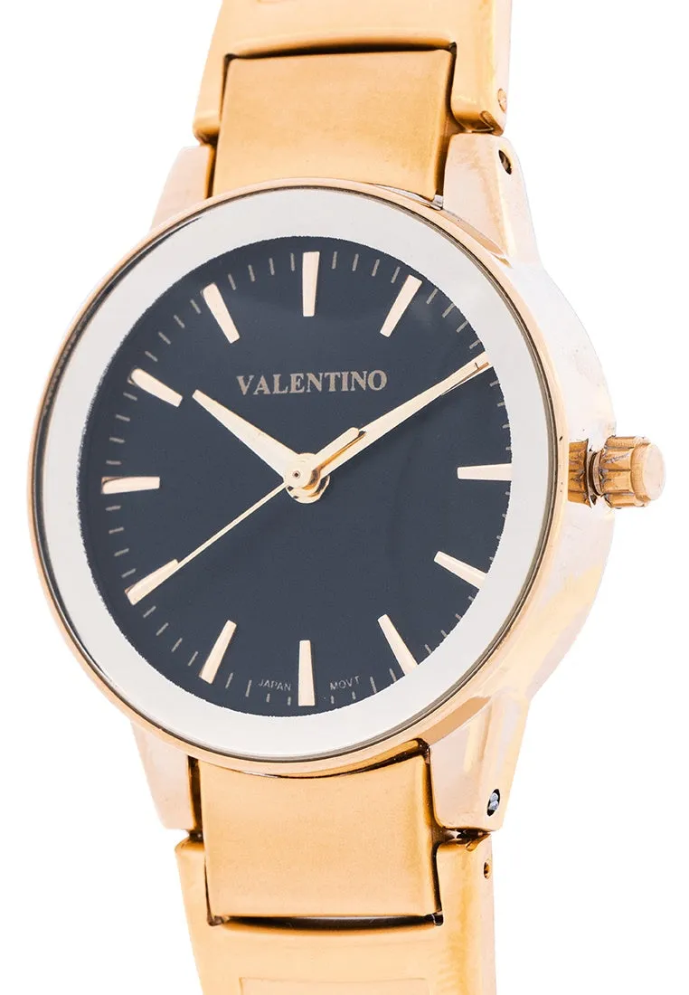 Valentino 20122359-BLACK DIAL Stainless Steel Strap Analog Watch for Women